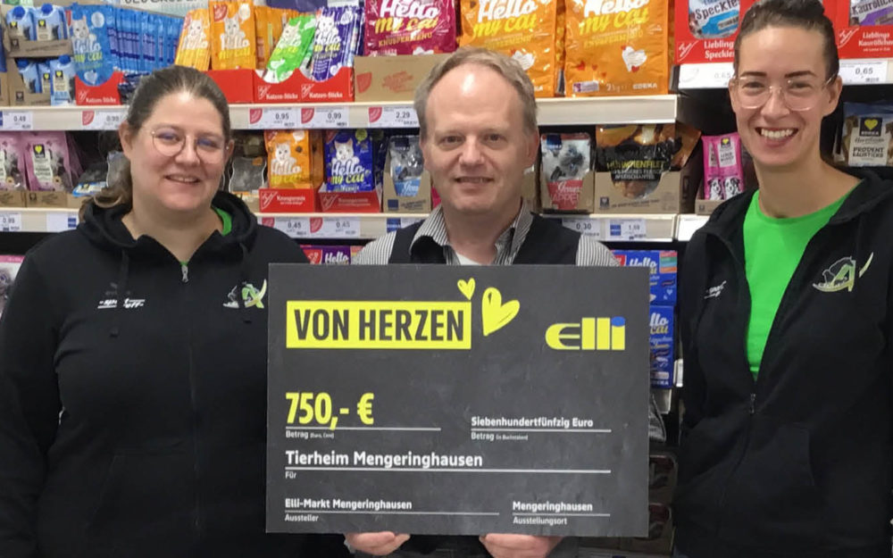 Herzenssache mit Wirkung: EDEKA LÜNING Mengeringhausen spendet 750 € an das Tierheim vor Ort